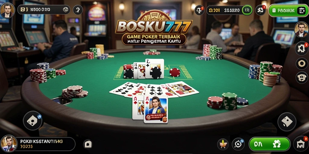 Tampilan gameplay Poker yang mendebarkan di BOSKU777.