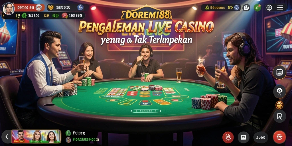 Tampilan gameplay Live Casino di DOREMI88 dengan dealer langsung.