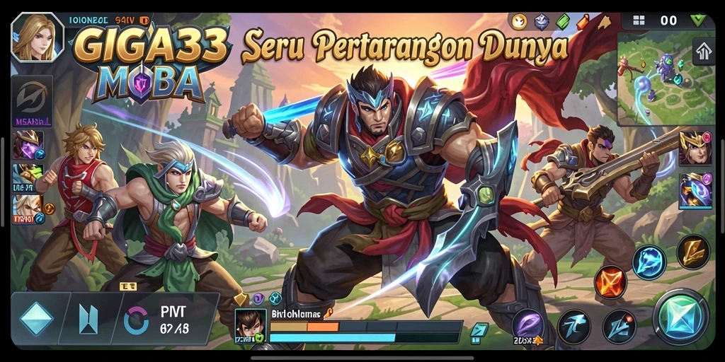 Gameplay seru dan menegangkan GIGA33 dalam pertempuran MOBA.