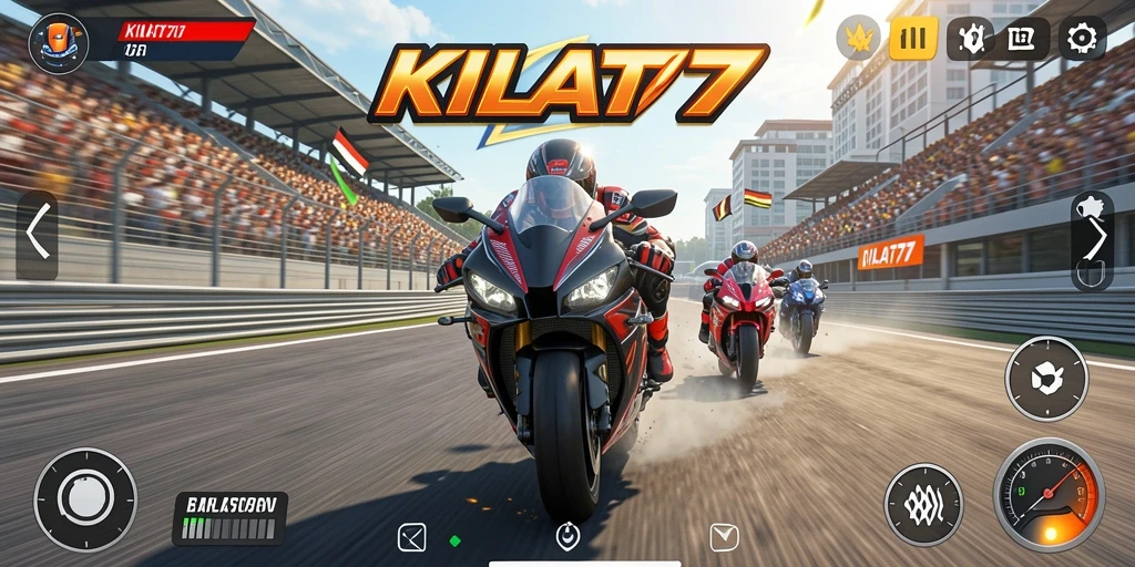 Gameplay KILAT77 menampilkan aksi balap motor yang mendebarkan.