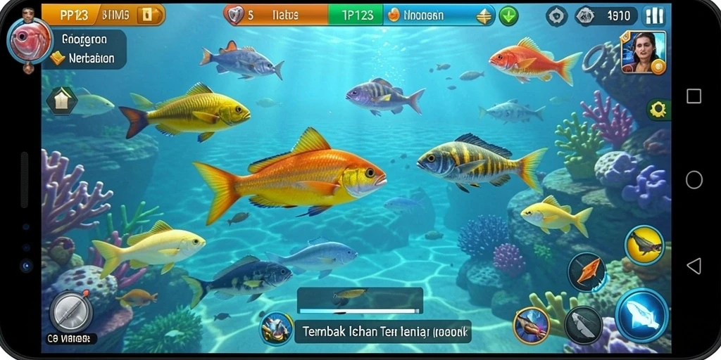 Screenshot menunjukkan keseruan bermain Tembak Ikan di PP123.