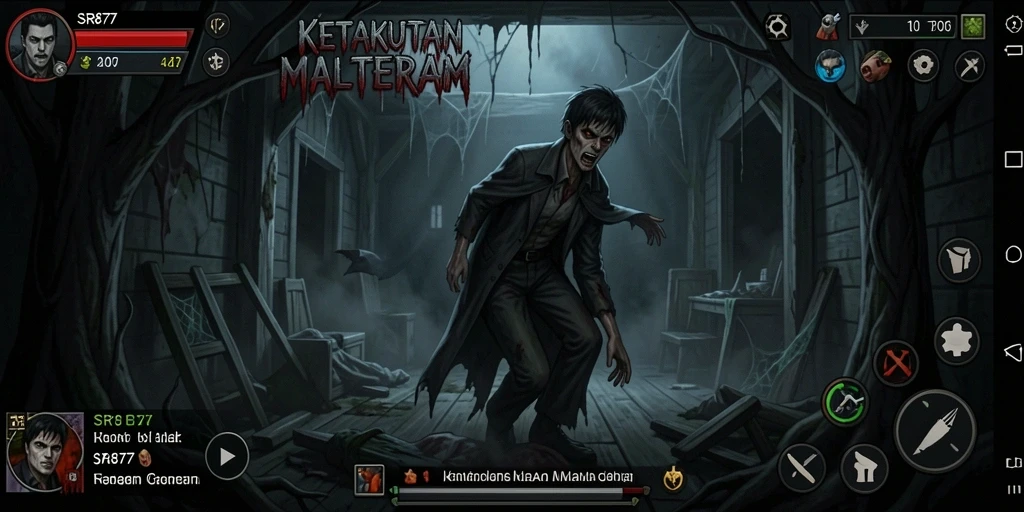 Screenshot menampilkan aksi menegangkan dalam game Horror SR877.