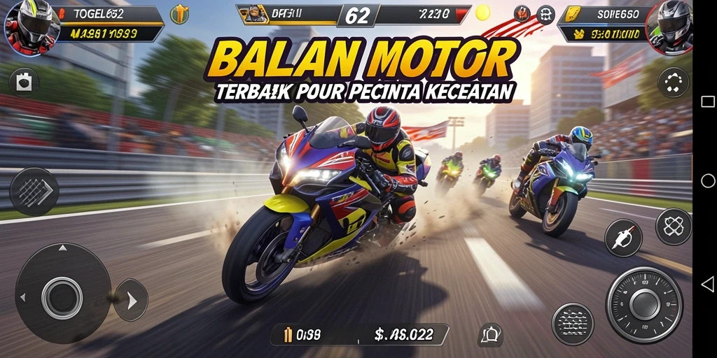 Tangkapan layar dari gameplay balapan motor yang intens di TOGEL62.
